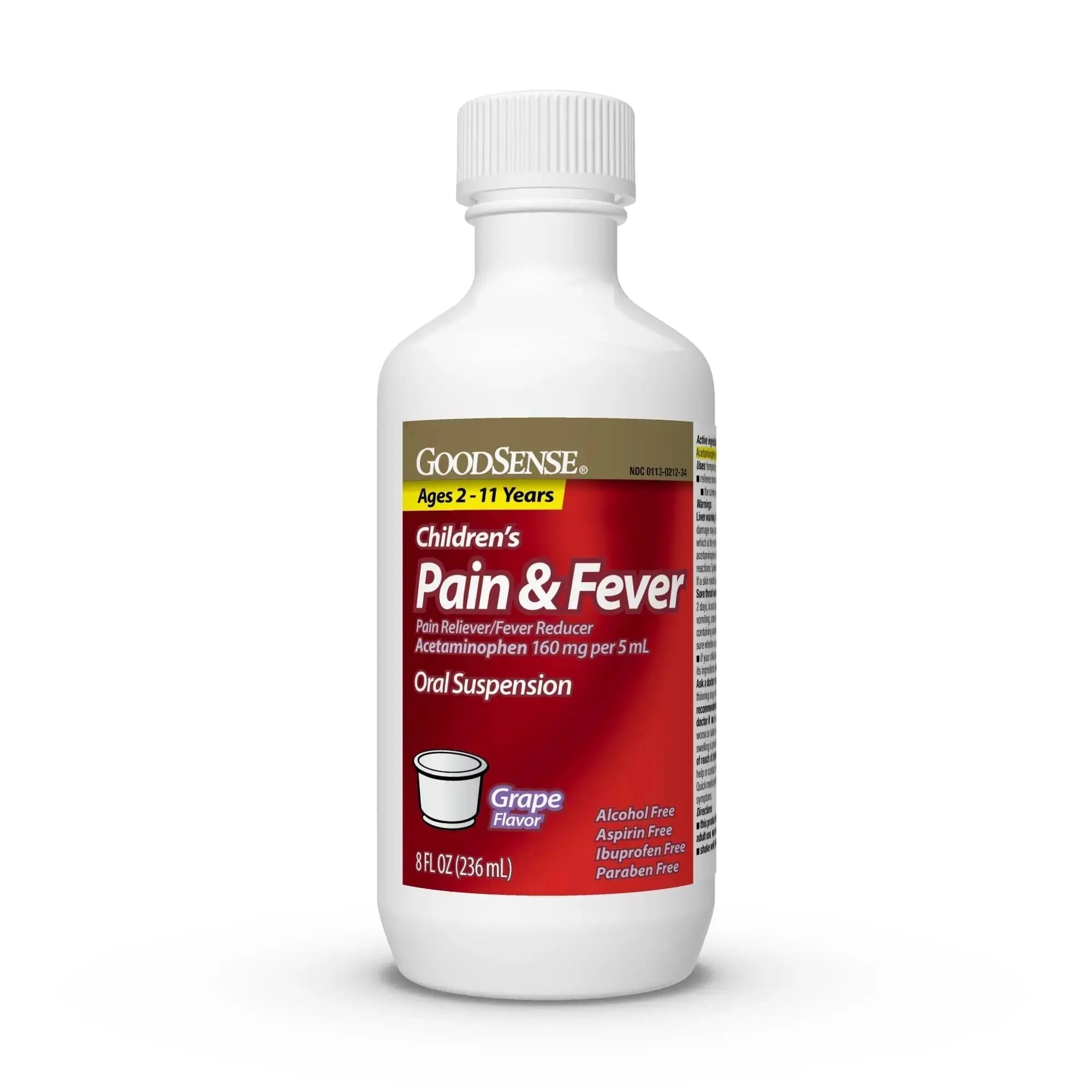 GoodSense Children's Pain and Fever, Acetaminophen 160 mg per 5 mL Oral Suspension, Grape Flavor, 8 FL OZ GoodSenseAu supplements
