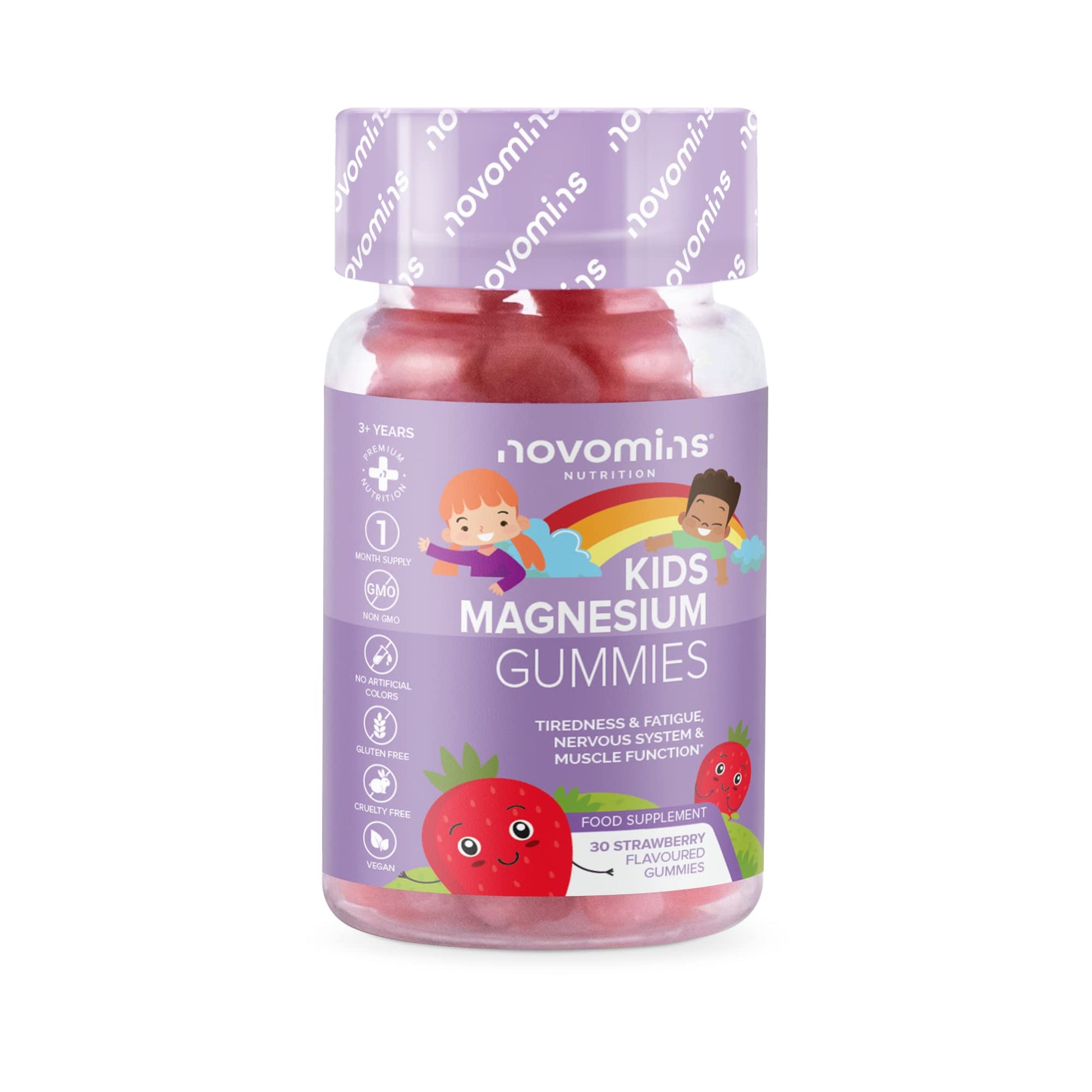 Kids Magnesium Gummies – Vegan - 1 Month Supply – Childrens Supplements – 30 Chewa novominsUS supplements