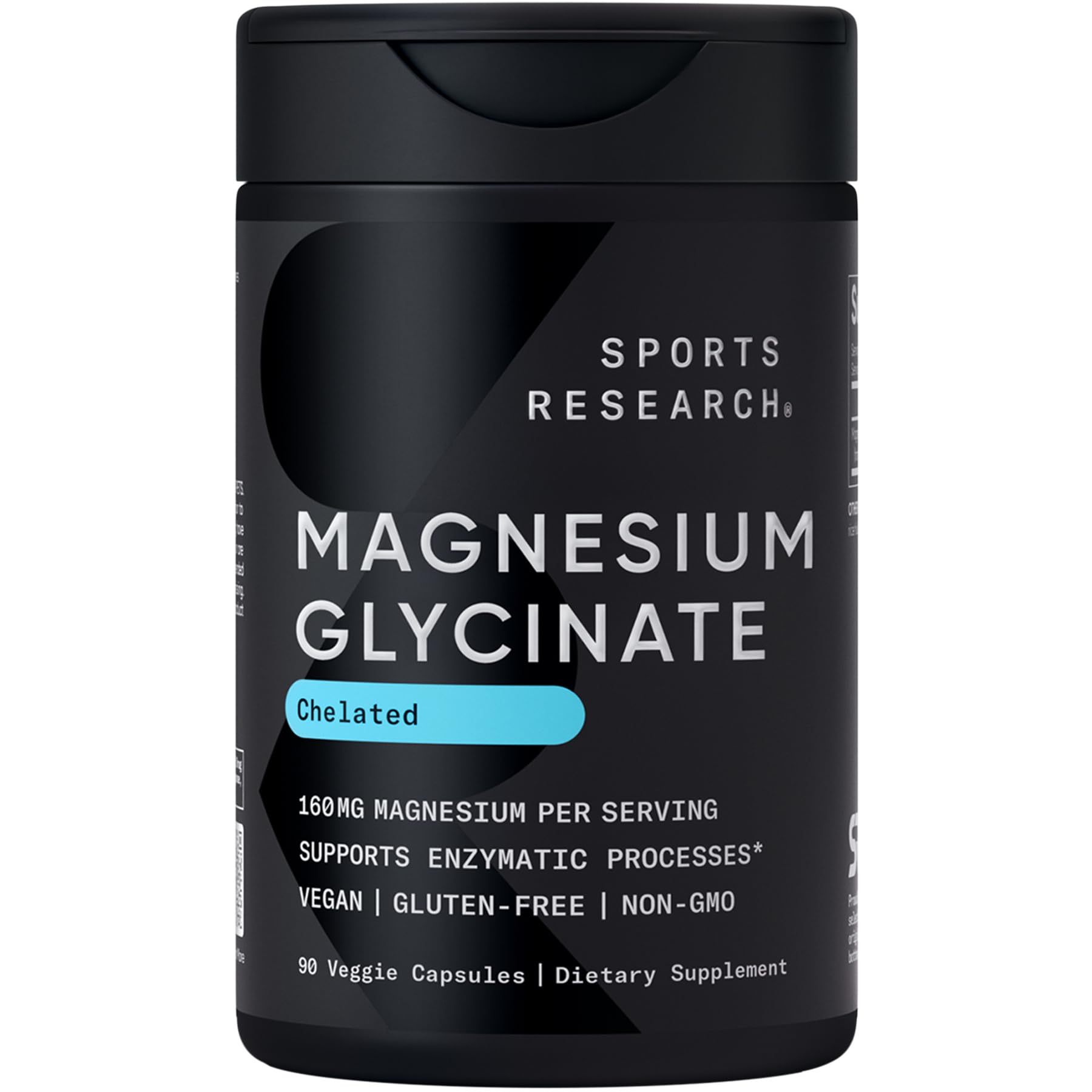 Sports Research® Magnesium Glycinate - Supports Restful Sleep & Enzymatic Processes - 160 mg Chelated Magnesium - Vegan Capsule - 90 Count Sports ResearchAu supplements
