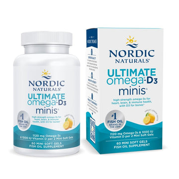 Nordic Naturals Ultimate Omega Mini D3, Lemon Flavor - 60 Mini Soft Gels - 1120 mg Omega-3 + 1000 IU Vitamin D3 - EPA & DHA - Promotes Brain & Heart Health - 30 Servings Nordic NaturalsAu supplements