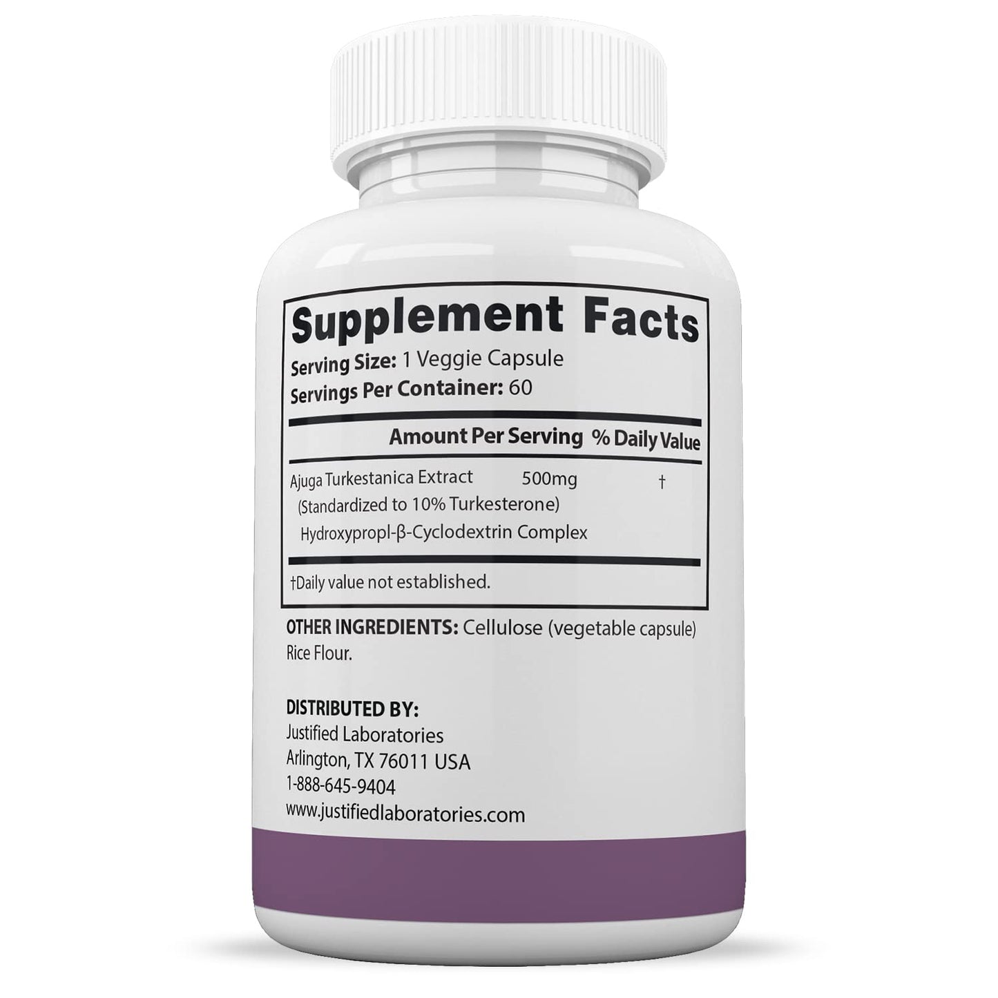 Justified Laboratories (5 Pack Turkesterone 500mg 10% Standardized Naturally Increase Justified LaboratoriesUS supplements