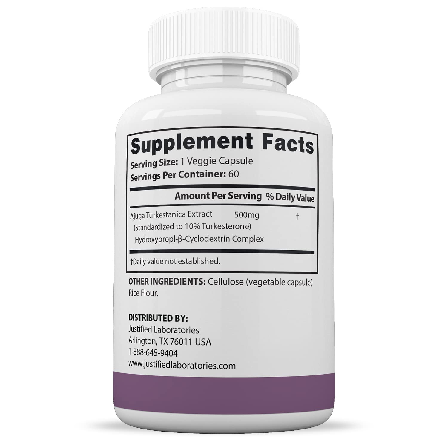 Justified Laboratories (5 Pack Turkesterone 500mg 10% Standardized Naturally Increase Justified LaboratoriesUS supplements