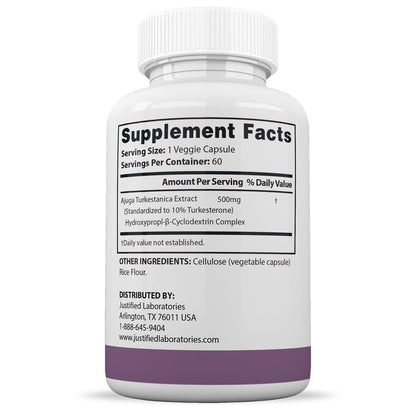 Justified Laboratories (5 Pack Turkesterone 500mg 10% Standardized Naturally Increase Justified LaboratoriesUS supplements