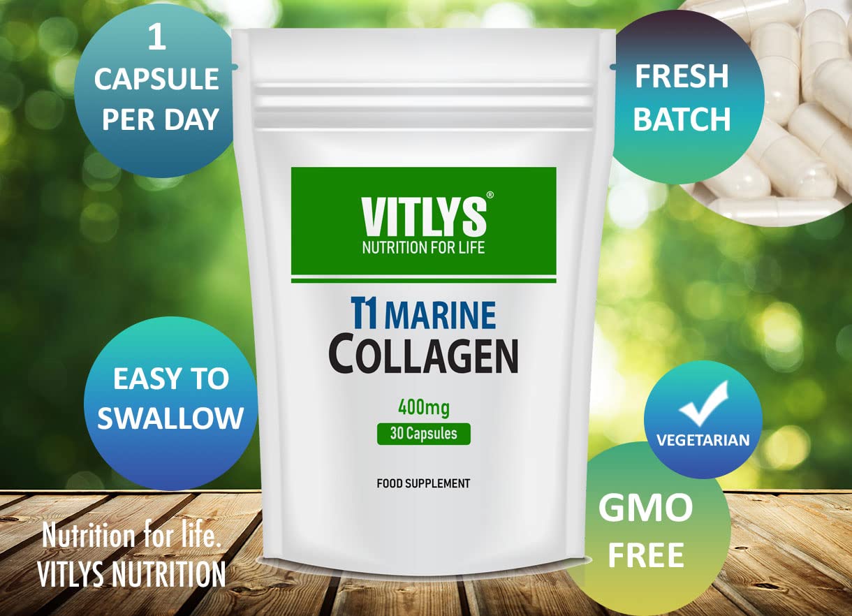 Optimum Marine Collagen 30 Capsules - 1 Month Supply - One Per Day Hydrolysed Collagen VitlysAu supplements