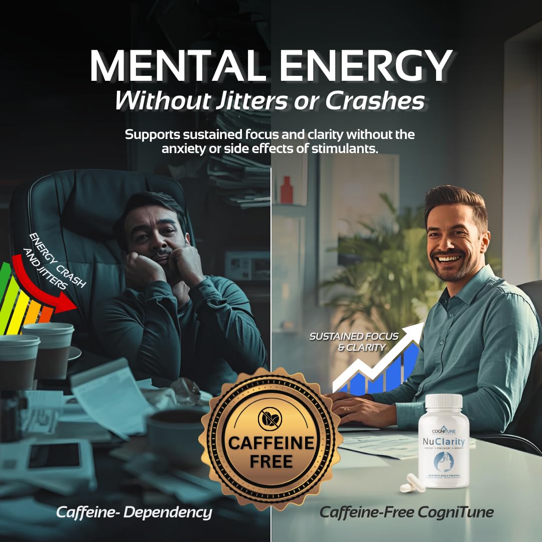 CogniTune NuClarity Brain Supplement for Memory and Focus - Caffeine-Free Nootropic for Mental Clarity Without Jitters - with Ginkgo Biloba, Bacopa Monnieri, Alpha-GPC for Cognitive Support CogniTuneAu supplements