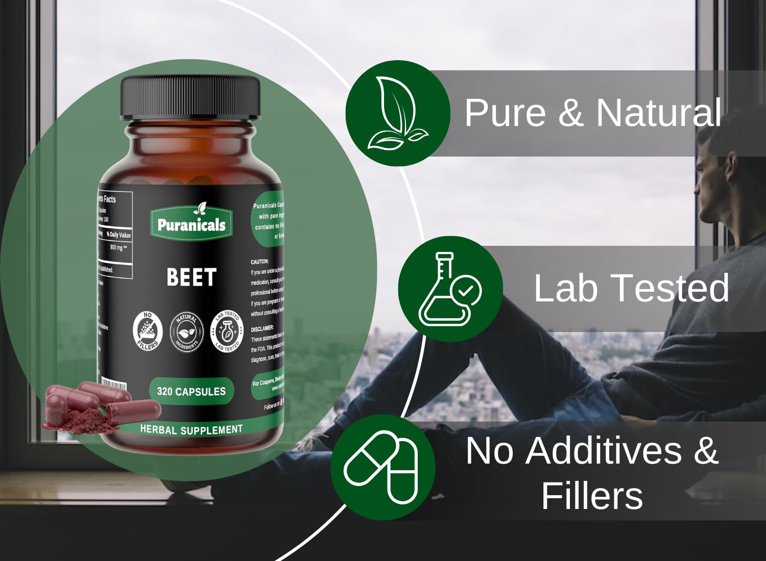 Puranicals Beet Premium 320 Capsules Nitric Oxide Booster | Herbal Supplement | 900 mg PuranicalsAu supplements