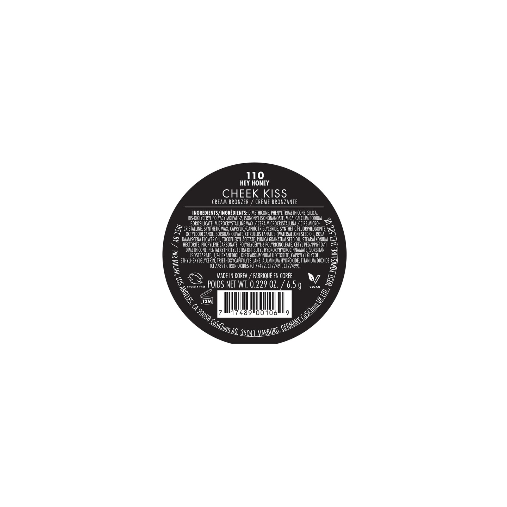 Milani Cheek Kiss Cream Bronzer, 110 - Hey Honey, Vegan & Cruelty-Free, Made in Korea, Lightweight Glow, Soft Matte Finish MilaniAu supplements