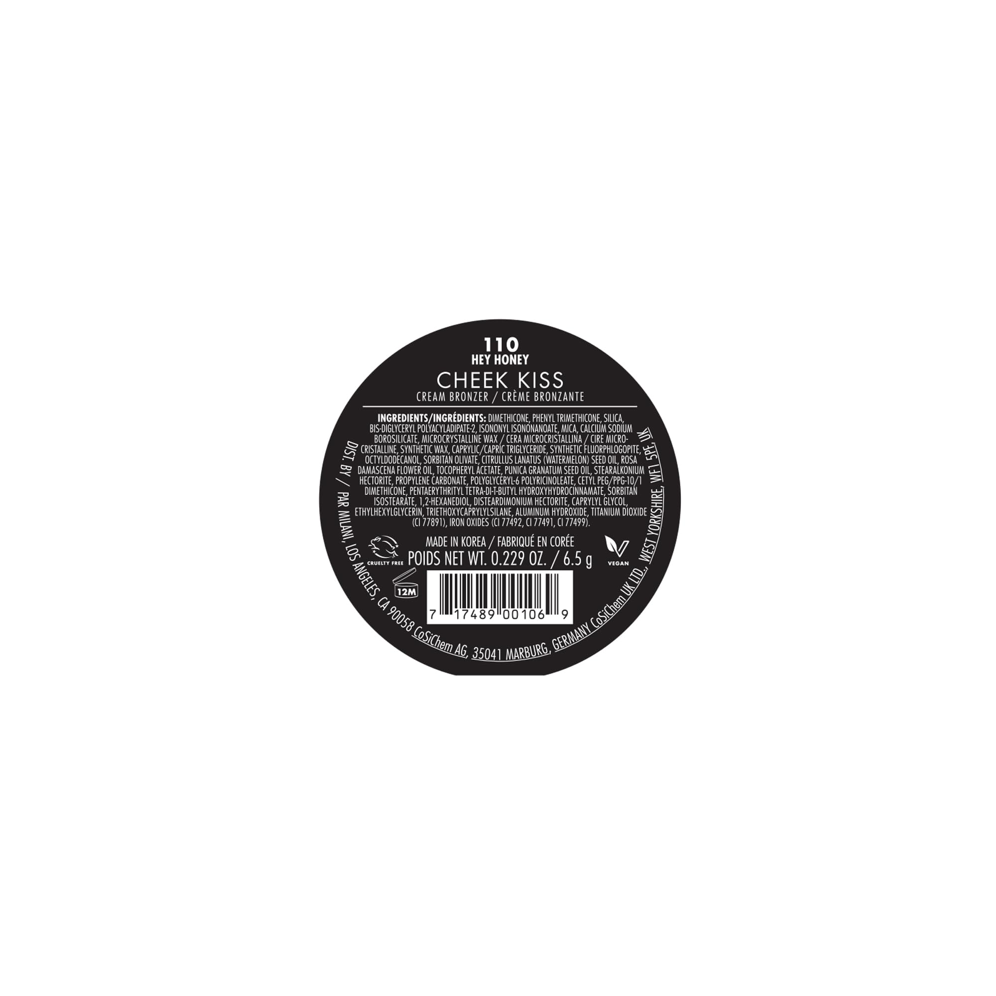 Milani Cheek Kiss Cream Bronzer, 110 - Hey Honey, Vegan & Cruelty-Free, Made in Korea, Lightweight Glow, Soft Matte Finish MilaniAu supplements