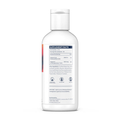 Renue By Science Vitamin D3 K2 Gel | High Strength Liposomal D3 K2 Supplement | 120ml Vitamin D K2 Gel - 2500IU Vitamin D3 & 200mcg Vitamin K2 per Serving | Non-GMO & Allergen Free | Made in The USA Renue By ScienceUS supplements