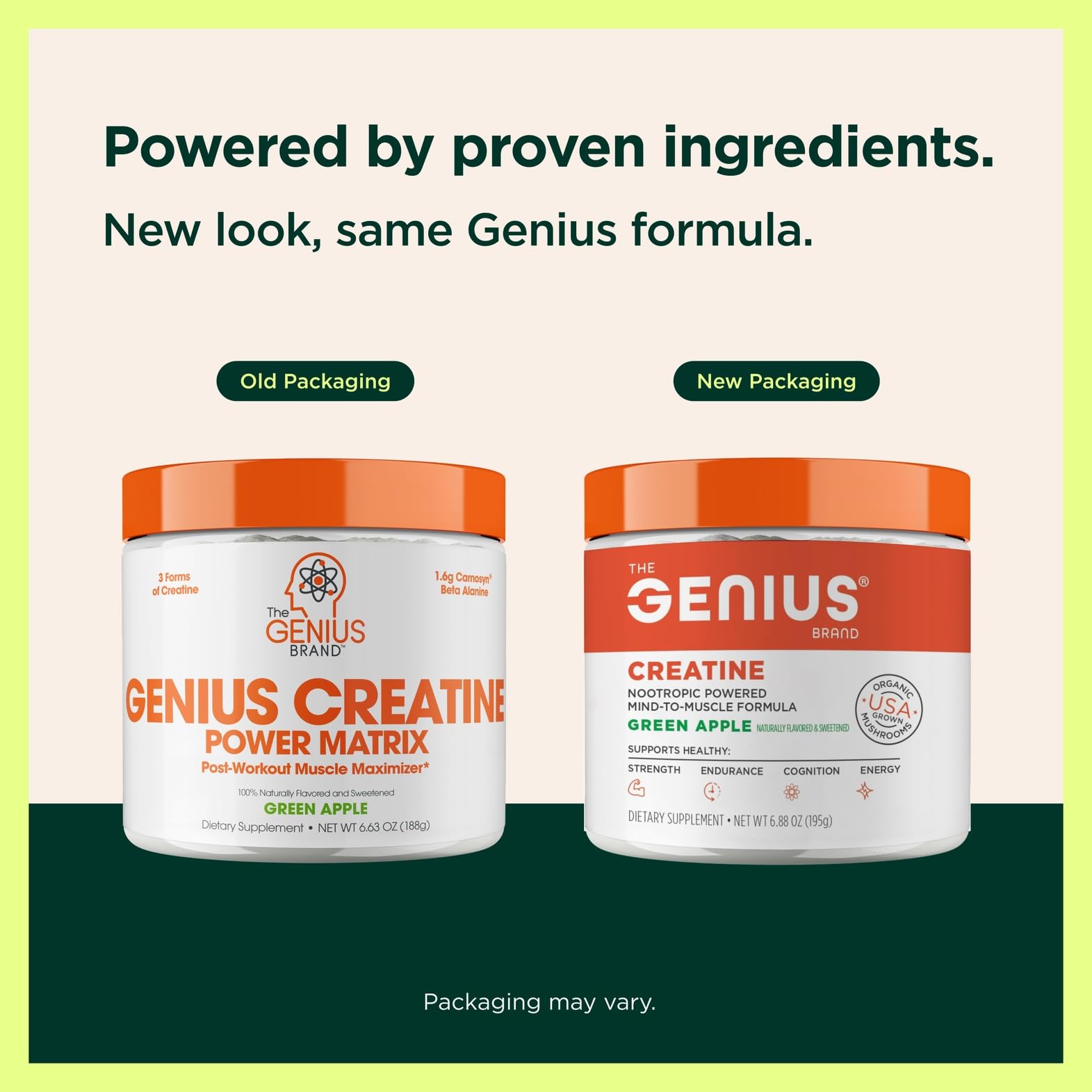 Genius Micronized Creatine Monohydrate Powder, Post Workout Supplement, Green Apple - 100% Naturally Flavored & Sweetened - Supports Muscle Building, Cellular Energy & Cognitive Function – 195g The Genius BrandUS supplements