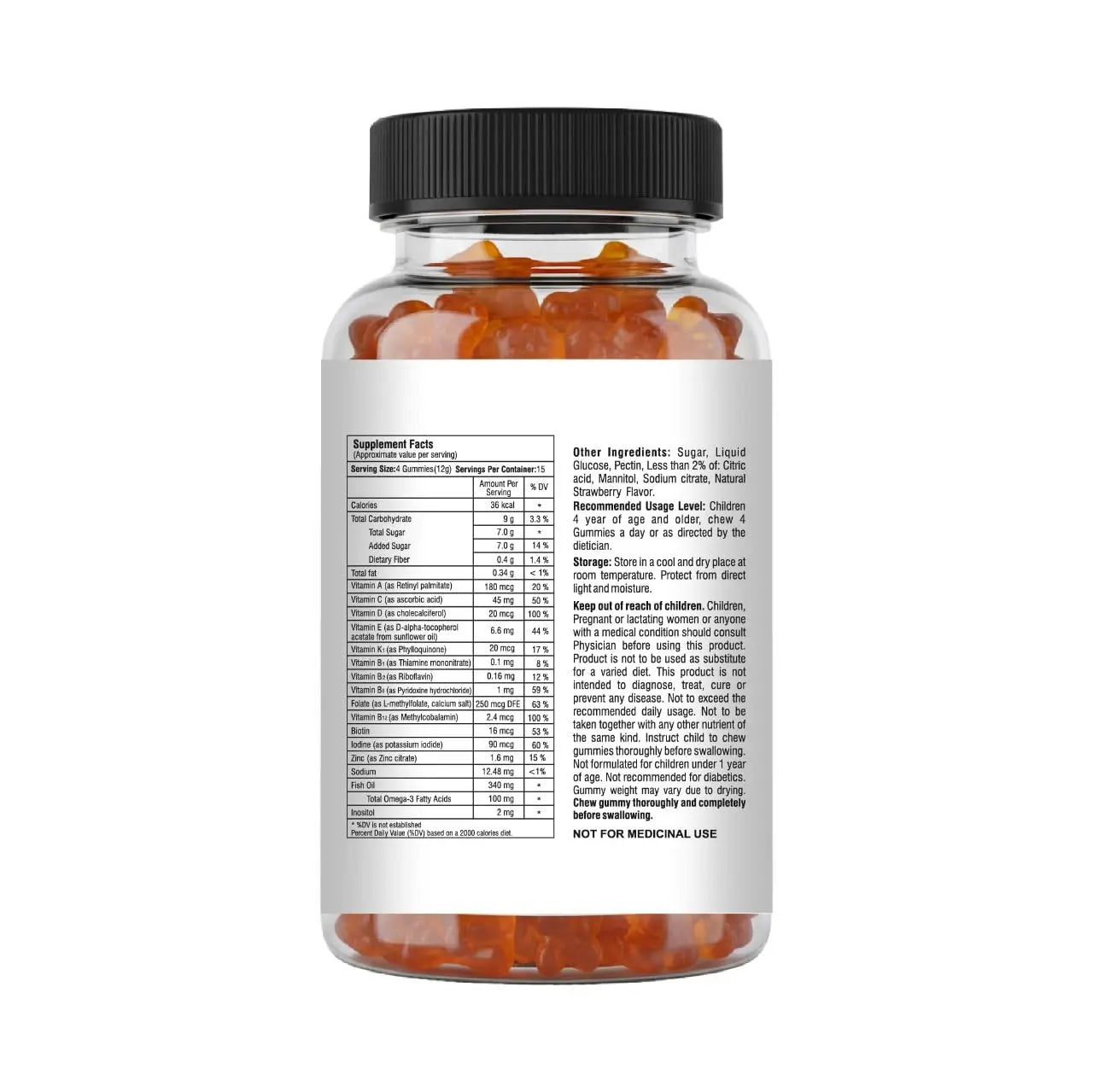 Mishas Nutraceuticals Kids Multivitamin Gummies with Omega 3 Fish Oil (EPA/DHA), Vitamin D3, C, B12, B6, Vitamin A, K & Zinc Immune Support MishasAu supplements