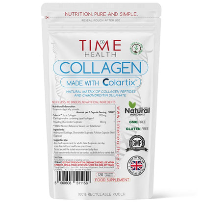 New: Colartix™ Collagen - 120 Capsules - Joint Specific Type II Collagen from Cartilage - Hydrolysed Collagen Time HealthUS supplements