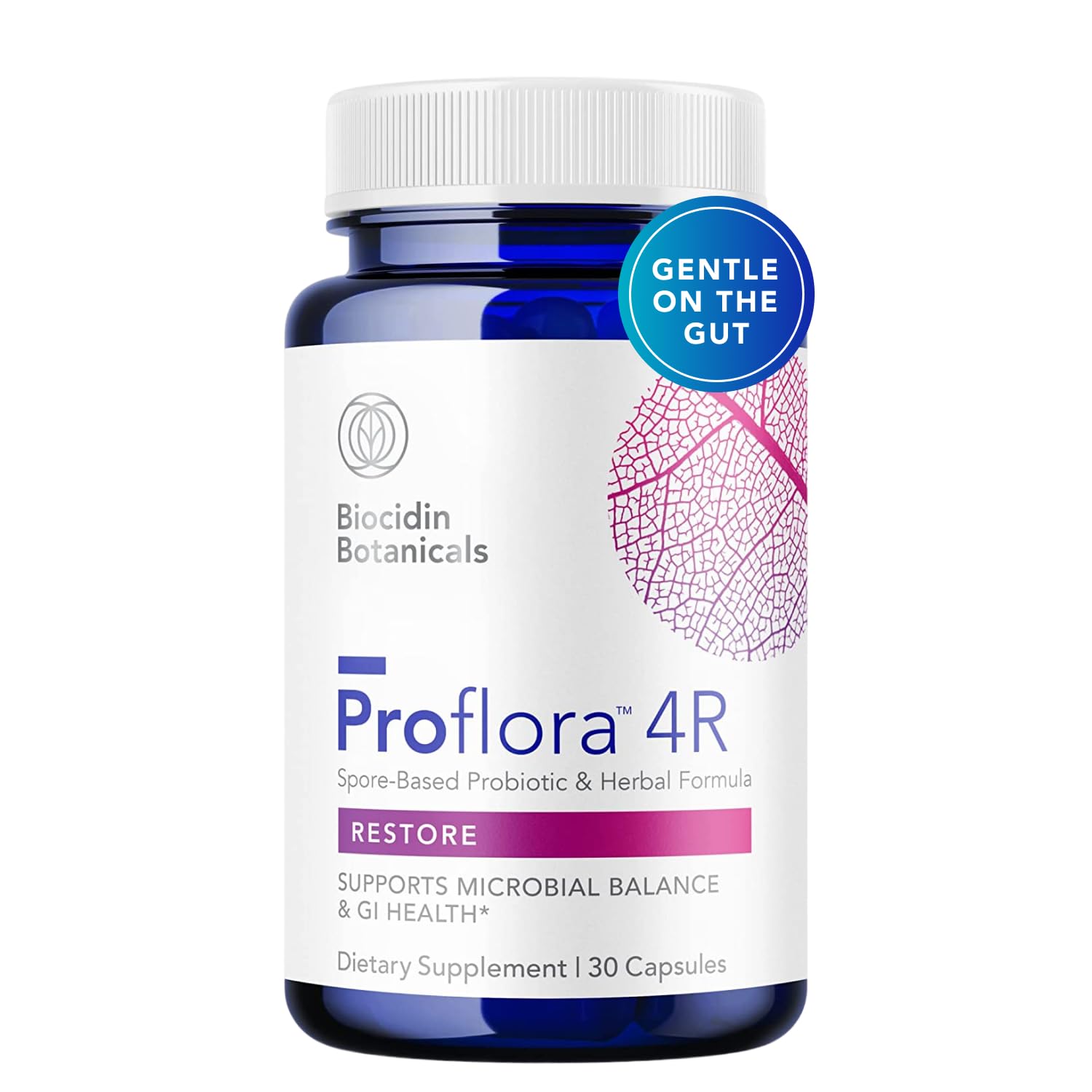 Biocidin Proflora 4R Spore Probiotic - Digestive Health Probiotics for Women & Men - Clinically Researched Bacillus Strains & Organic Aloe, Marshmallow Root for Gut Support (30 Vegan Capsules) Bio-Botanical ResearchUS supplements