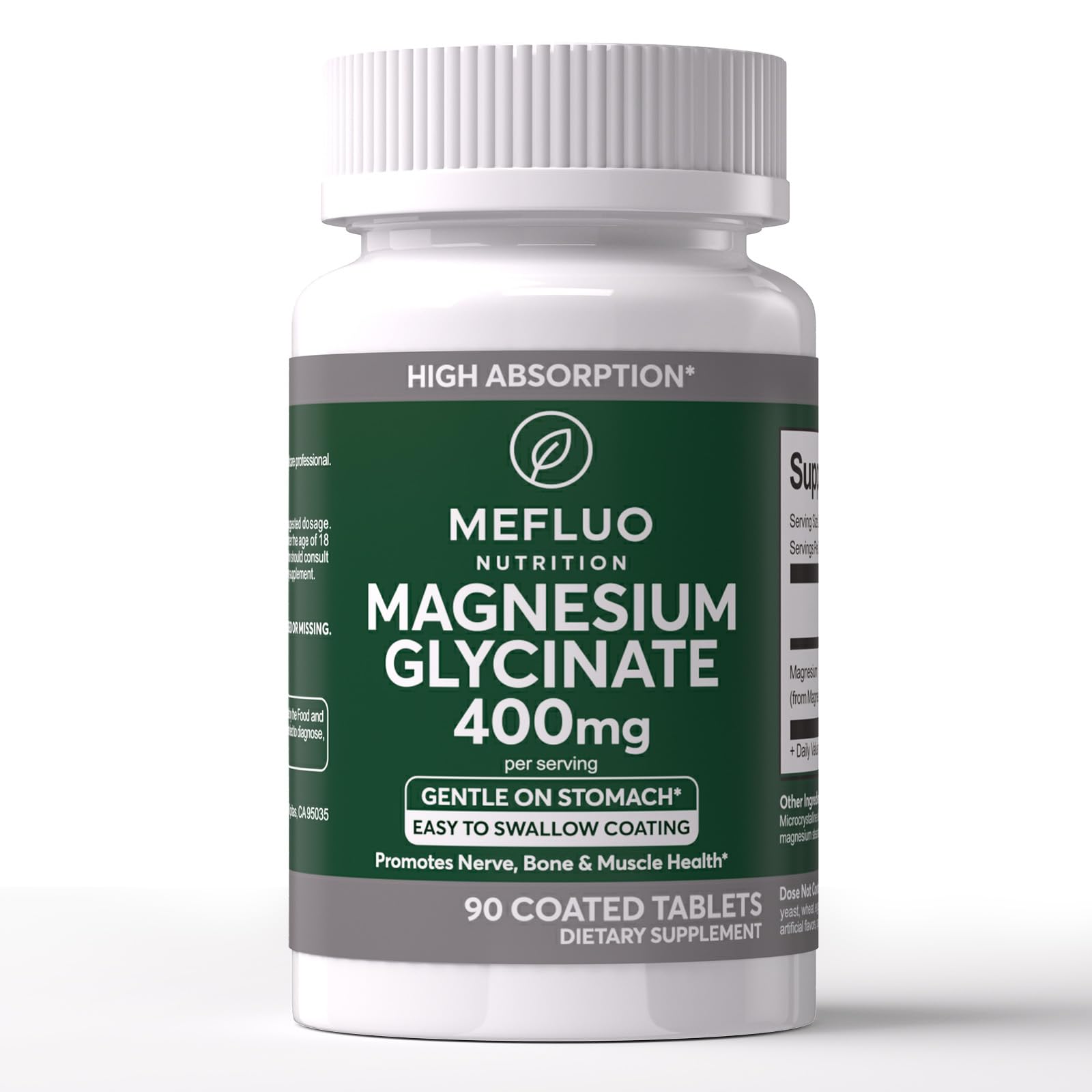 Magnesium Glycinate 400mg – High Absorption Magnesium Supplement for Muscle, Nerve & Sleep Support – Gentle on Stomach, Non-GMO, Vegan Capsules, 90 Count MefluoAu supplements