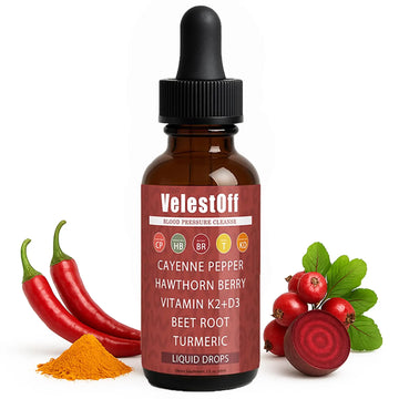 Velestoff Cayenne Pepper | Cayenne Heart & Circulation Blend – Botanical Extracts with Hawthorn, Beet Root, Turmeric, Vitamin K2 & D3 – Daily Wellness Drops (2 fl oz) (1) DFTLUUEAu supplements