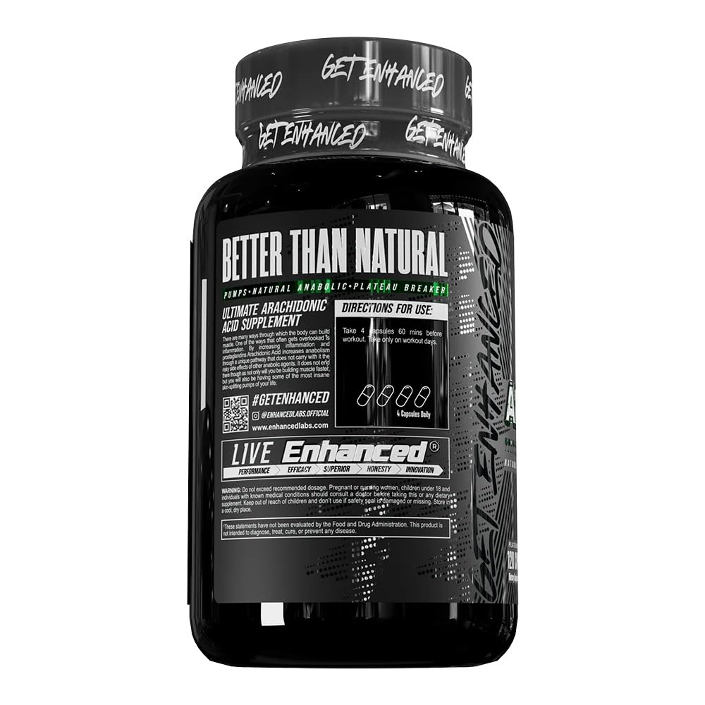 Enhanced Labs - Arachidonic Acid Supplement - Muscle and Strength Supplement for Increased Muscle Mass & Improved Recovery for Men & Women - One Capsule Contains 350mg Arachidonic Acid (120 Capsules) EnhancedAu supplements