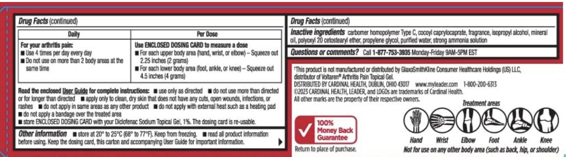 Leader Arthritis Pain Relief Gel, Original Prescription Strength, Diclofenac Sodium Topical Gel 1%, for Adults, Both Men & Women, and Children 12+, Compare to Voltaren, 3.53 Oz LeaderAu supplements