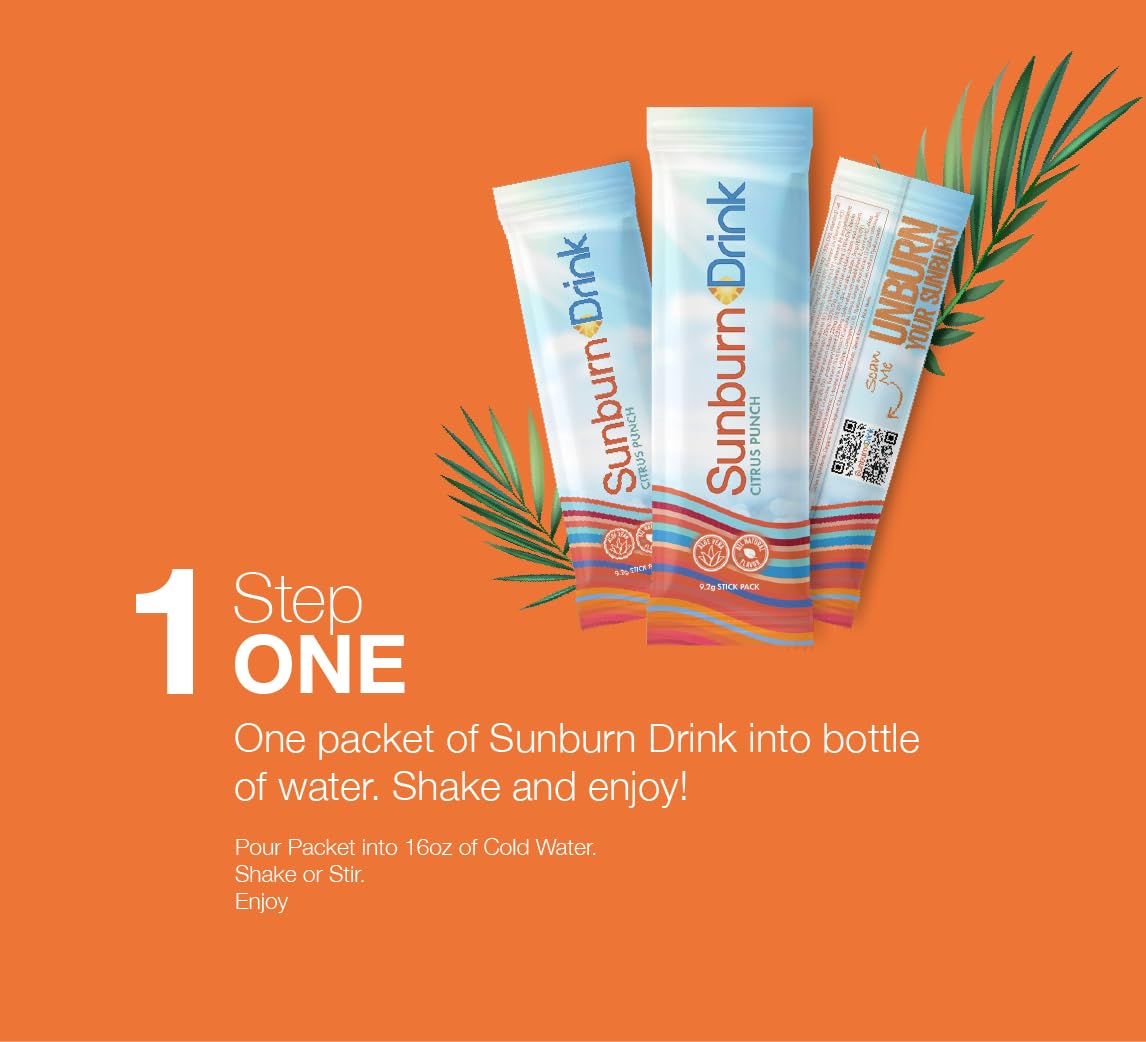 Sunburn Drink - Twin Pack - After Sun Skin Care - Supports Healthy Skin from The Inside Out -Promotes Hydration - Sun Damage Support - Mix with Water - Travel Size Sunburn DrinkAu supplements