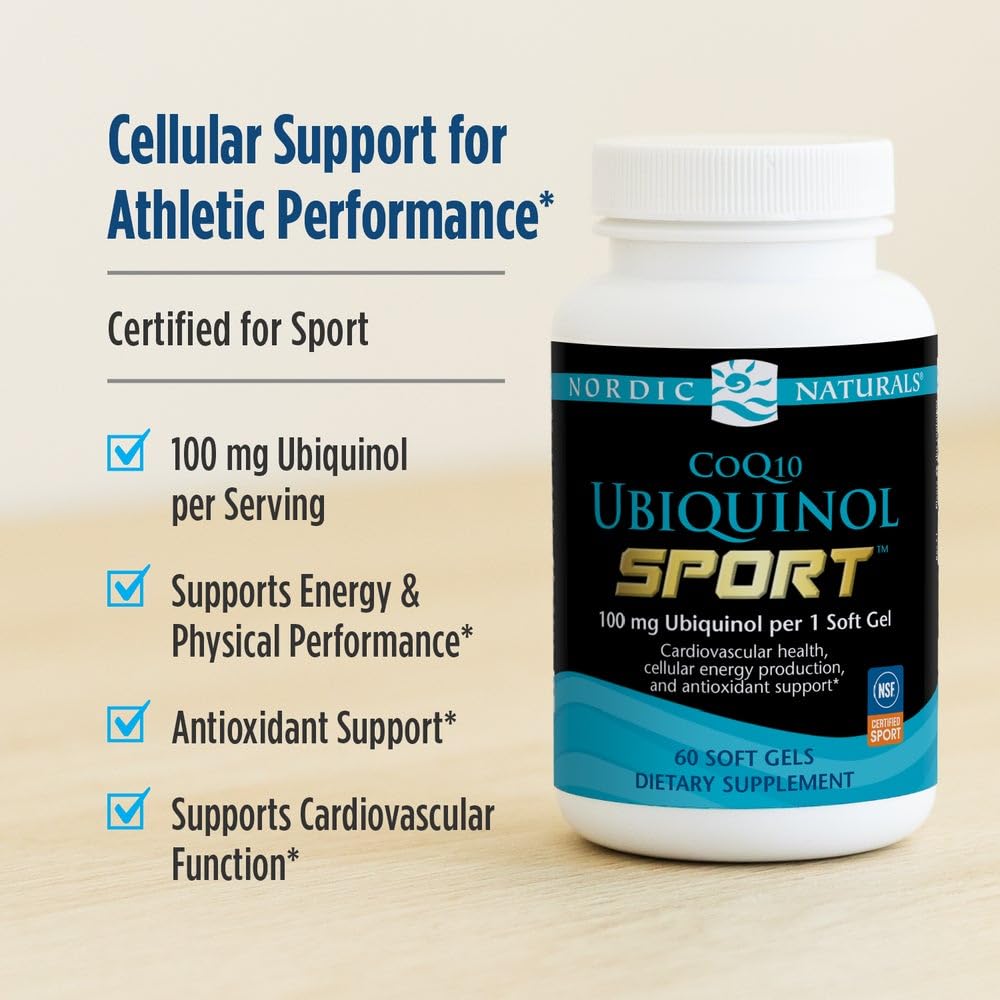 Nordic Naturals Nordic CoQ10 Ubiquinol Sport - 60 Mini Soft Gels - 100 mg Ubiquinol - Heart Health, Physical Performance, Cellular Energy Production - Non-GMO - 60 Servings Nordic NaturalsAu supplements
