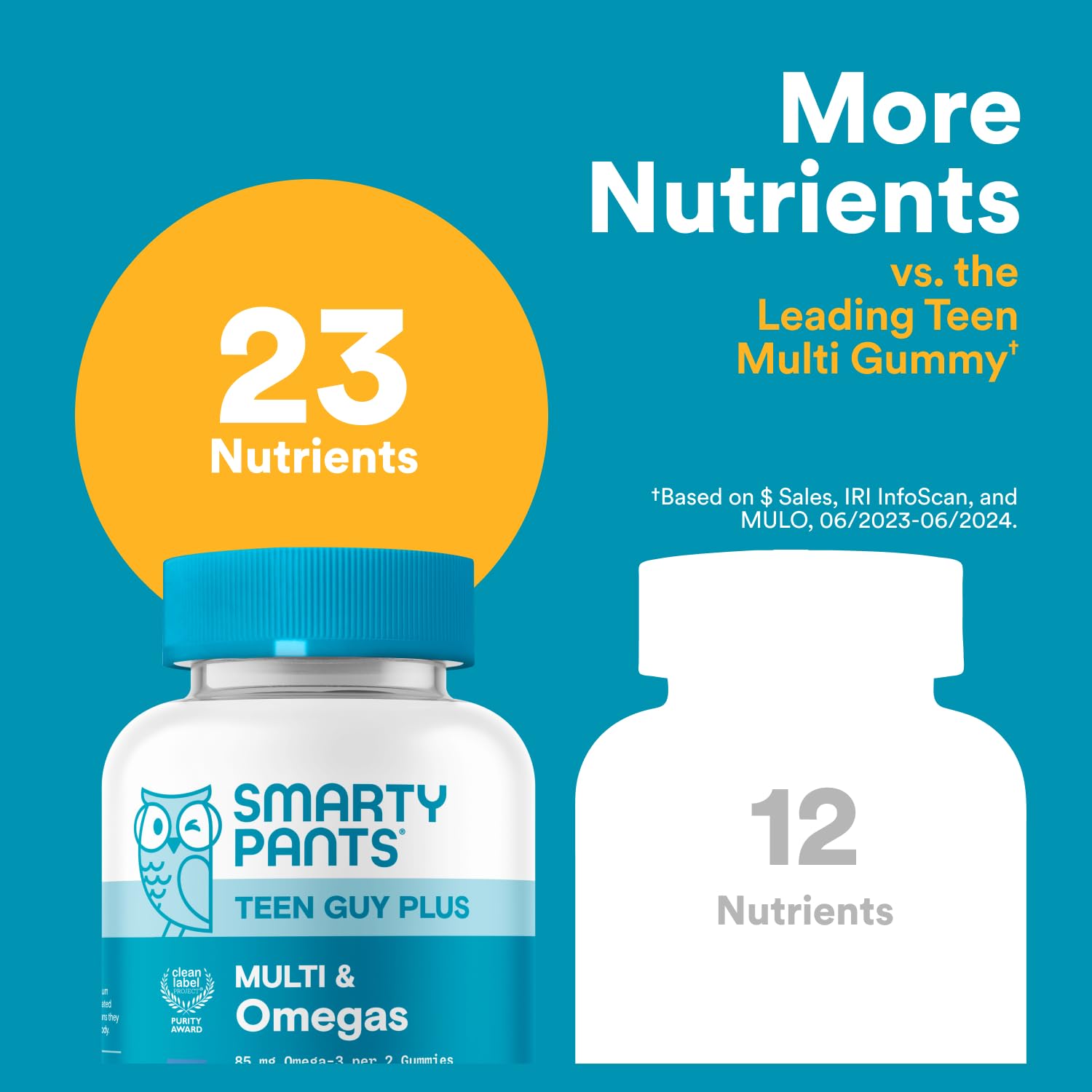 SmartyPants Teen Guy Multivitamin Gummies, Omega 3 (DHA/EPA), Vitamin D3, C, Vitamin B12, B6, A, K & Zinc, Folate, Gluten Free, Fruit Flavor, 60 Count (30 Day Supply) SmartyPantsAu supplements