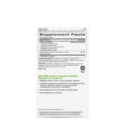 GNC Probiotic Solutions Weight Management Support with 25 Billion CFUs | Contains GNCUS supplements