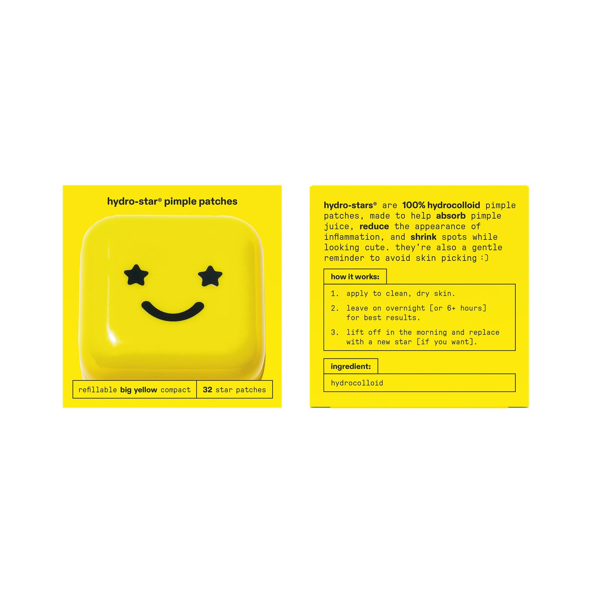 Starface Hydro-Star Pimple Patches + Big Yellow Compact, Clinically Proven Spot Shrinking in 6 Hours, Absorb Fluid and Reduce Redness, Hydrocolloid, Vegan and Cruelty-Free Skincare (32 Count) Starface WorldAu supplements