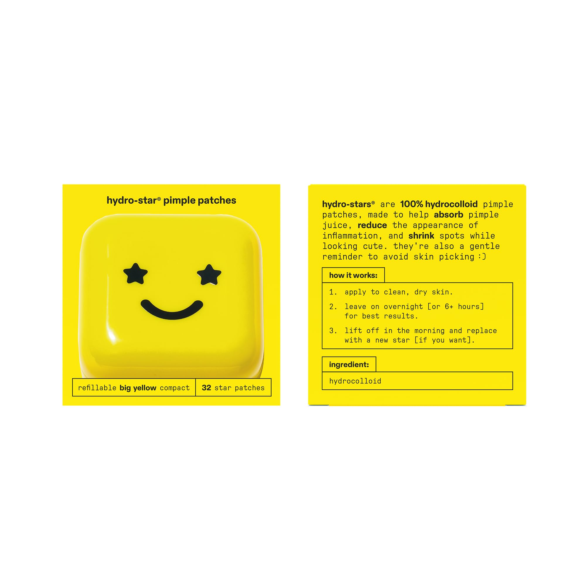 Starface Hydro-Star Pimple Patches + Big Yellow Compact, Clinically Proven Spot Shrinking in 6 Hours, Absorb Fluid and Reduce Redness, Hydrocolloid, Vegan and Cruelty-Free Skincare (32 Count) Starface WorldAu supplements