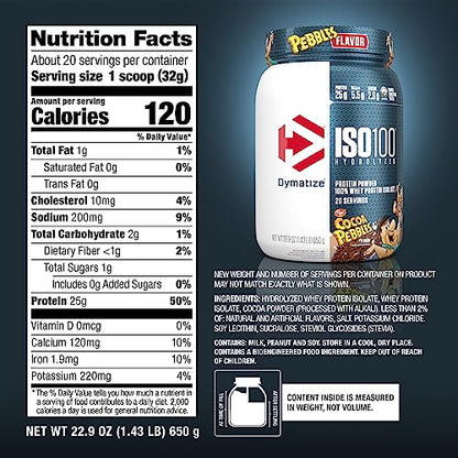 Dymatize ISO100 Hydrolyzed Protein Powder, 100% Whey Isolate Protein, 25g of Protein DymatizeUS supplements