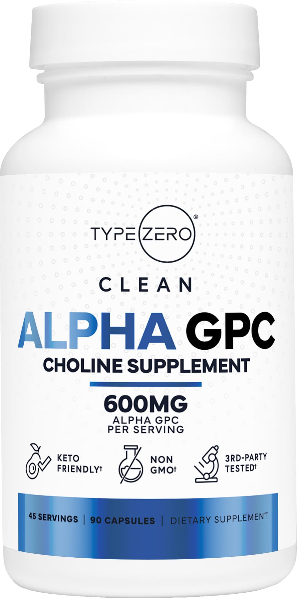 Type Zero Ultra Clean Alpha GPC Choline Supplement (600mg | 90 Capsules) Soy Free, Non-GMO Nootropics Alpha GPC 600mg / 300mg; Alpha-GPC Brain Memory and Focus Supplements Type ZeroUS supplements