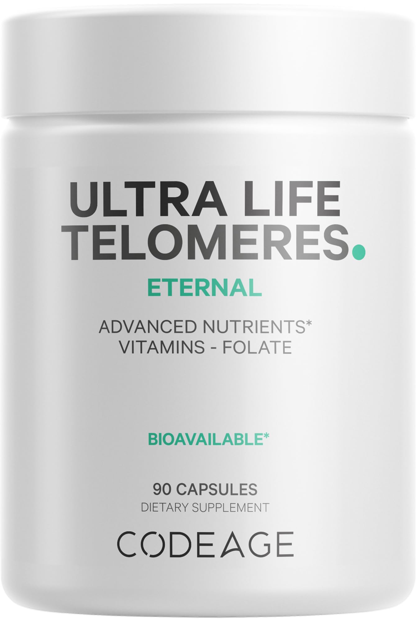 Codeage Ultra Life Telomeres Supplement - 5 MTHF Folate Vitamin B9, Vitamin B12 Methylcobalamin, Vitamin D3, L-Theanine, Ashwagandha - 3-Month Supply - DNA, Methylation Cycle - Non-GMO - 90 Capsules CodeageAu supplements
