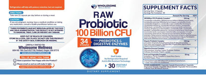 Organic Probiotics 100 Billion CFU, Dr Formulated Probiotics for Women, Probiotics Wholesome WellnessUS supplements