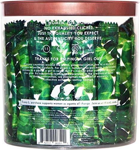 L. Organic Cotton Regular and Super Absorbency Compact Tampons Multipack 30 Count L.Au supplements