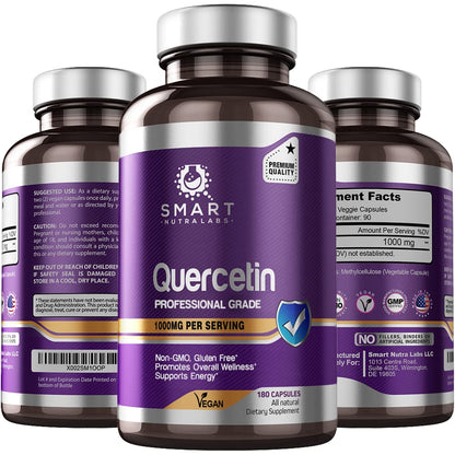 SMART NUTRA LABS Quercetin 1000mg- 180 Vegan Capsules SMART NUTRA LABSUS supplements