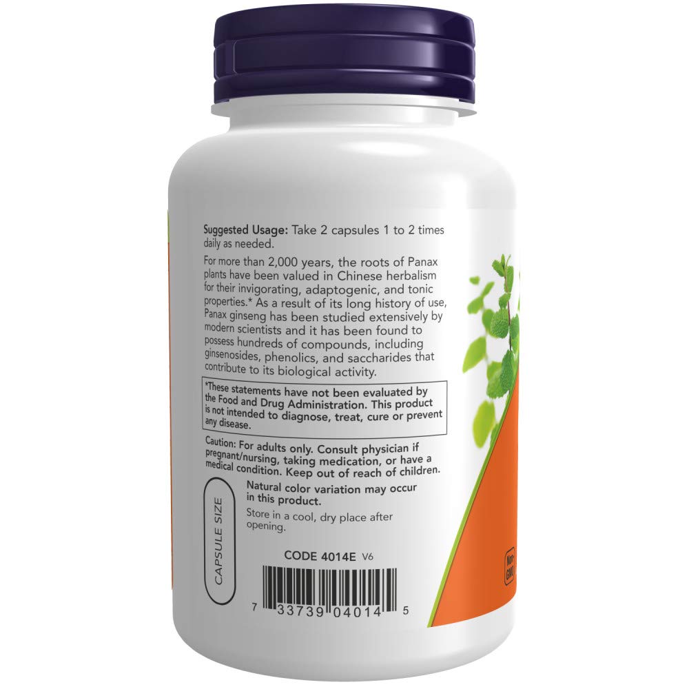 NOW Supplements, Panax Ginseng (Root) 500 mg, Adaptogenic Herb*, 250 Veg Capsules NOWUS supplements