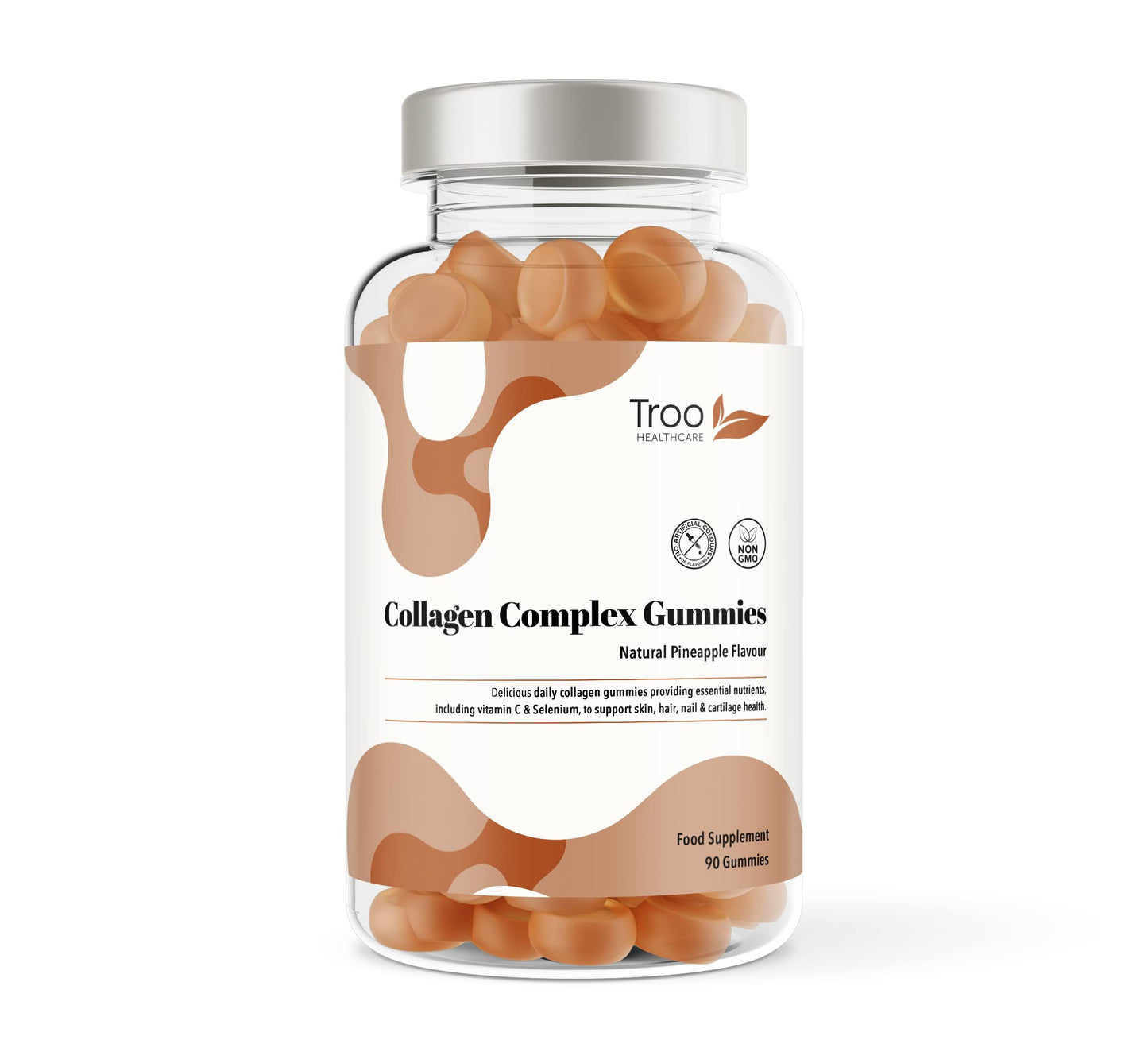 Hydrolysed Collagen Complex - 90 Natural Pineapple Flavour Chewable Gummies - One Per Day with Biotin, Vitamin C and Selenium Troo Health CareUS supplements
