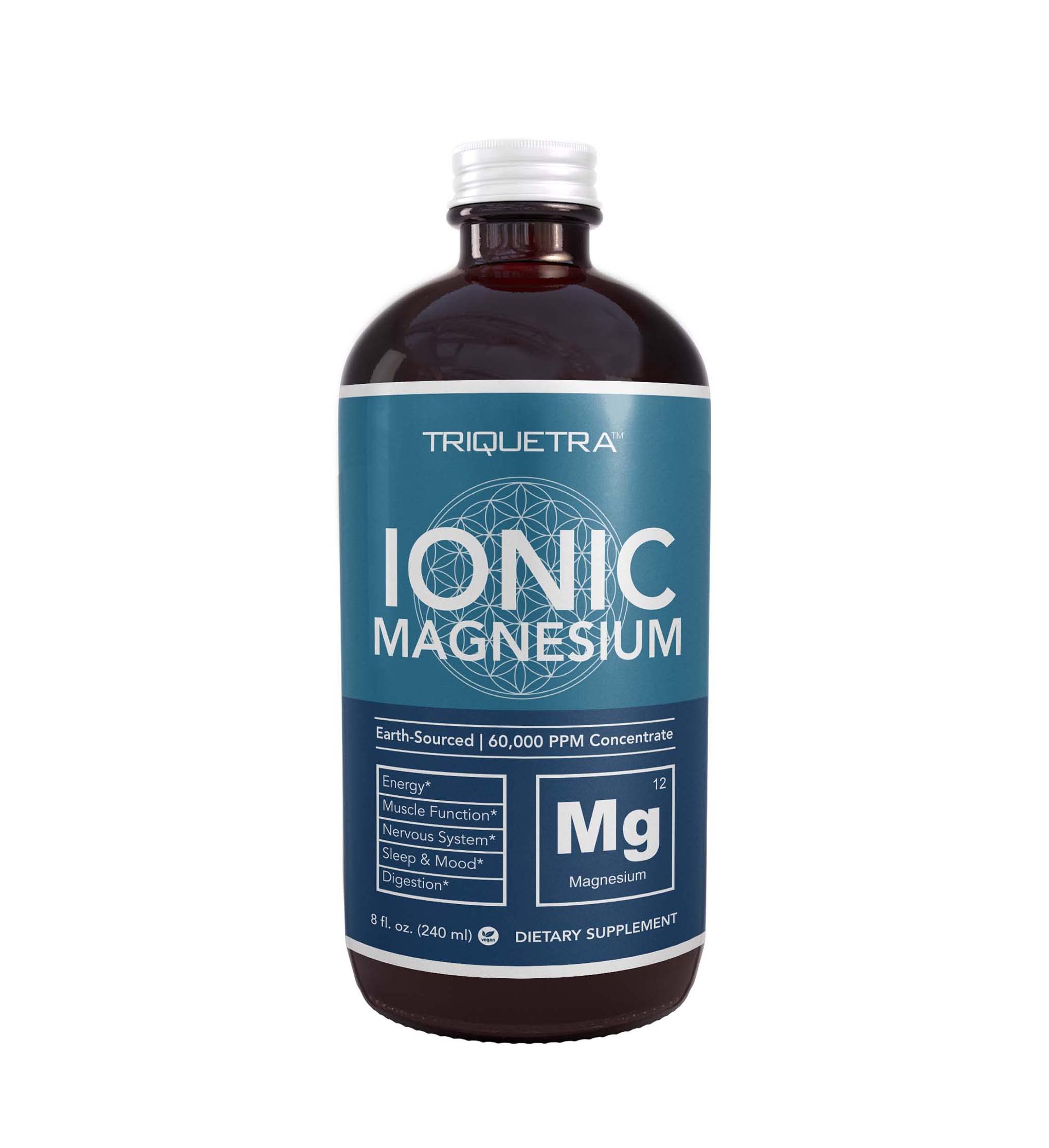 Liquid Magnesium | 8 oz - Ionic Magnesium Chloride, Highest & Fastest Absorption - Calm Mood, Sleep, Muscle Cramps & Spasms, Natural Laxative – Vegan, Glass Bottle (96 Servings) Triquetra HealthAu supplements