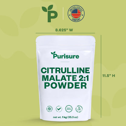 Purisure Citrulline Malate 2:1 Powder, 1 kg, Citrulline Supplement and Citrulline Nitrate PurisureUS supplements