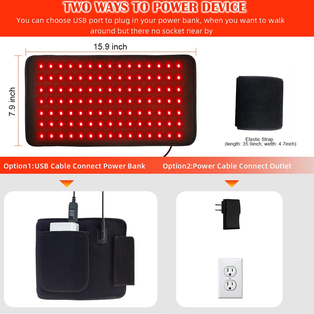 Red Light Therapy Infrared Light Therapy Pad for Body Pain NIR Deep Therapy for Back Knee Hands bonodaveAu supplements