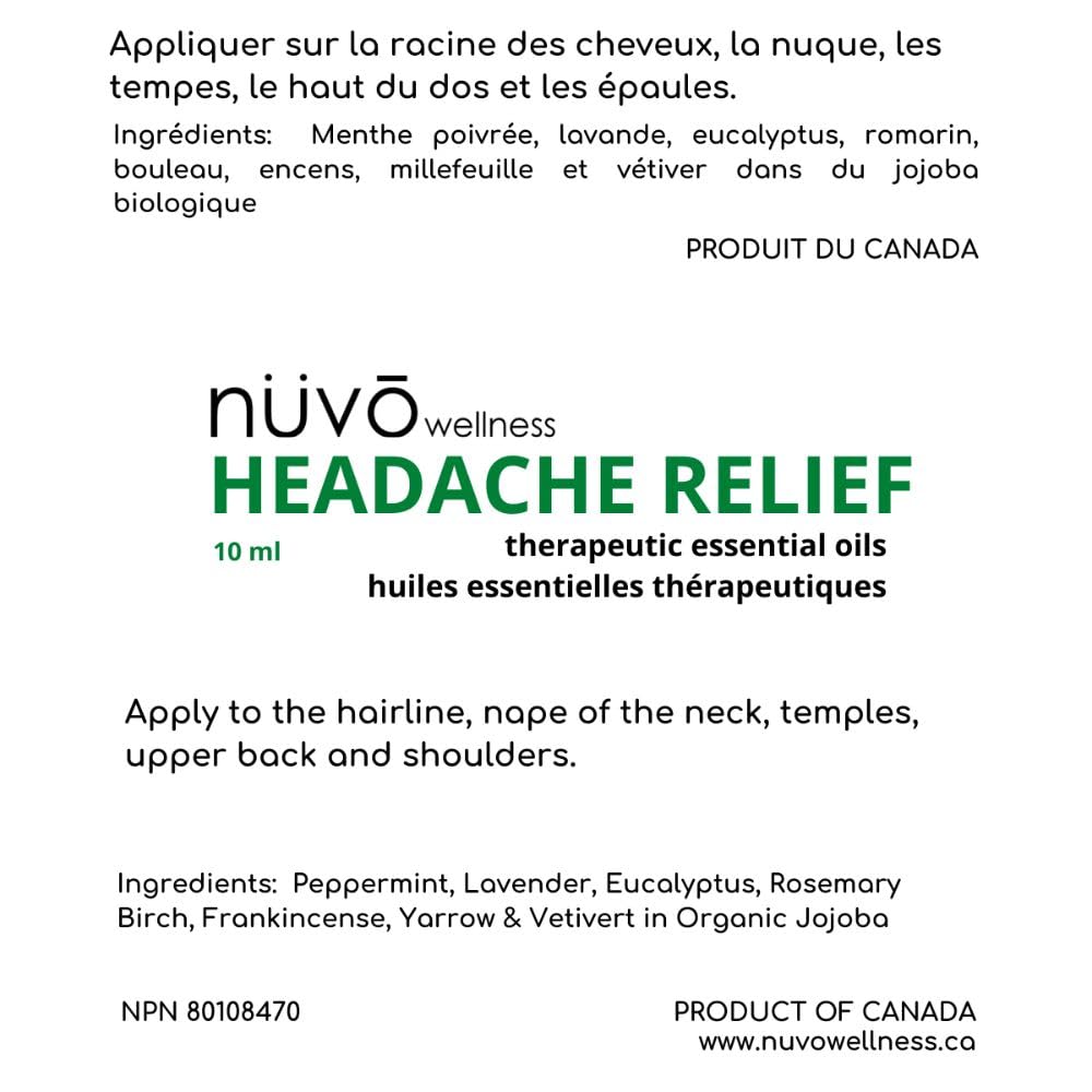 Migraine Relief Roll-On, Made with Peppermint, Lavender, Eucalyptus, & Other Aromatherapy Essential Oils, for Headaches, and Sore Muscles NUVO WELLNESSAu supplements