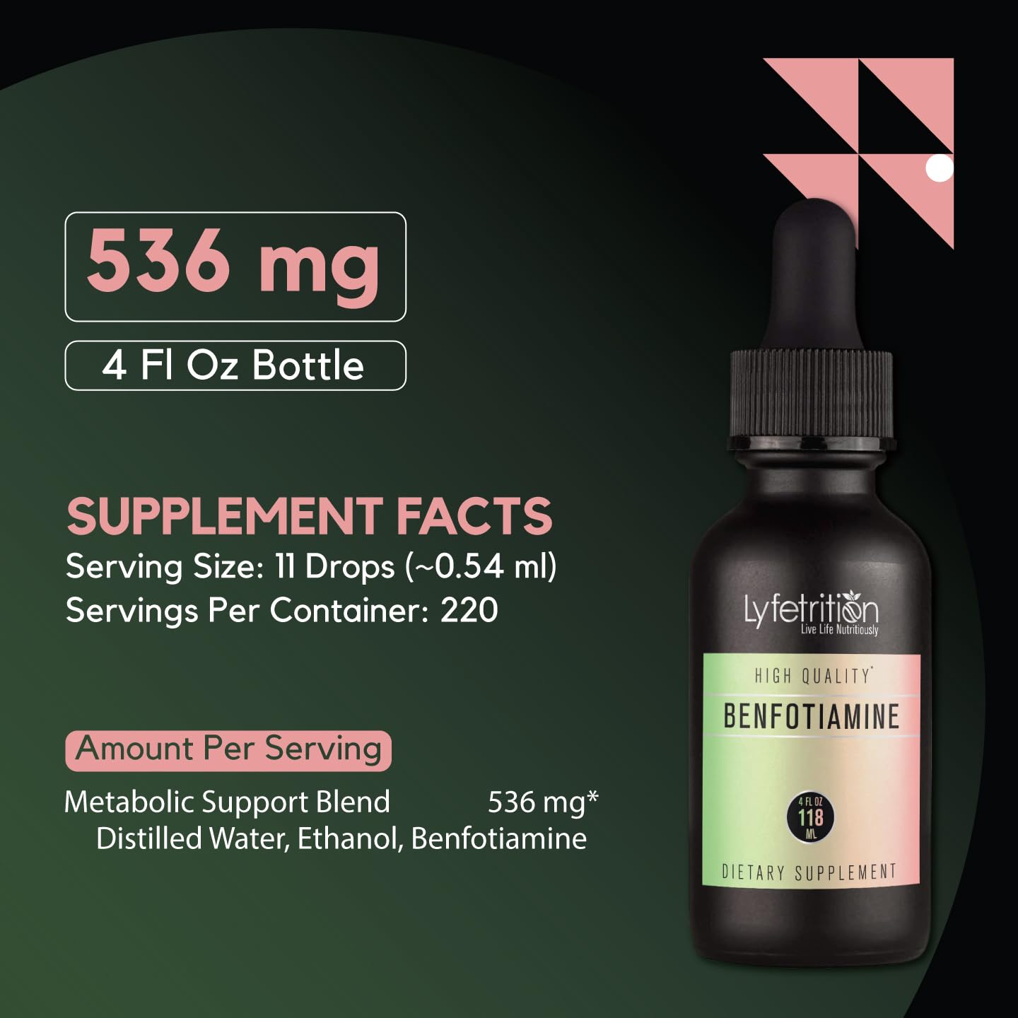 Lyfetrition Benfotiamine 118 ml, 4 FL Oz Liquid, 220 Servings, Made in USA, Quick Absorption, Potent Ingredients, Non-GMO LyfetritionAu supplements