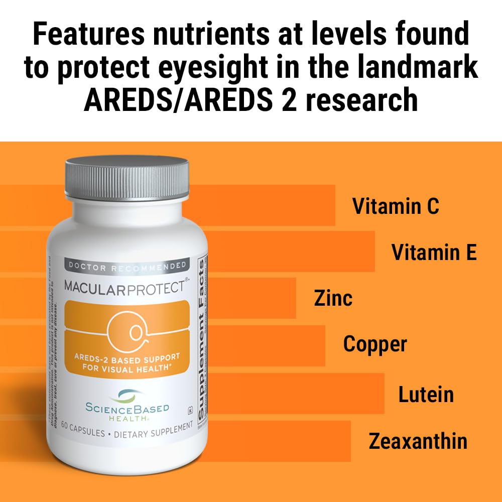 ScienceBased Health MacularProtect AREDS 2 Formula – Eye Health Vitamin & Mineral Supplement with Lutein, Zeaxanthin & B Vitamins for Macular & Vision Support – 60 Capsules ScienceBased HealthAu supplements