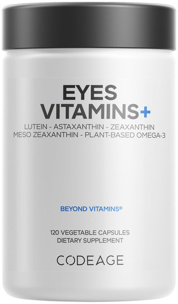 Codeage Eyes Vitamins - AREDS 2 Based Formula Supplement - 2-Month Supply - Vitamins A, C, E, Zinc, Lutein, Astaxanthin, Zeaxanthin, Eyebright, Marigold, Bilberry, Saffron, Omega-3-120 Capsules CodeageAu supplements