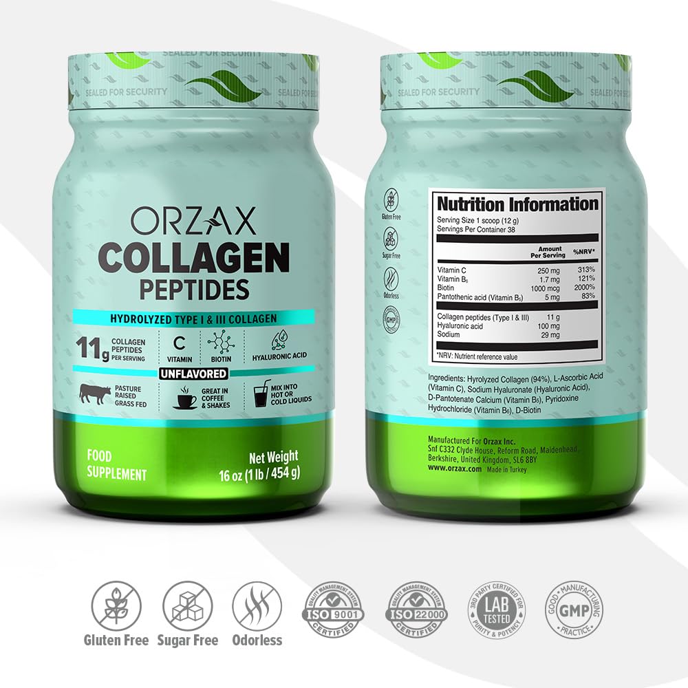 ORZAX Collagen Peptides Powder Unflavored - Hair, Skin and Nails Vitamins - Bone ORZAXAu supplements