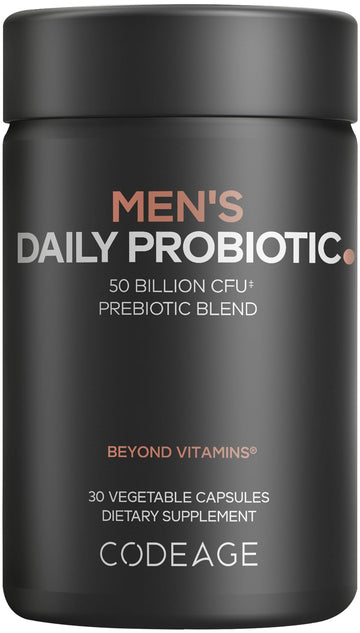 Codeage Men’s Daily Probiotic Supplement - 50 Billion CFU Probiotic Blend with Zinc, Inulin Prebiotic, Saw Palmetto – Men’s Wellness Support – 1 Capsule Per Serving - Non-GMO – 30 Capsules CodeageAu supplements