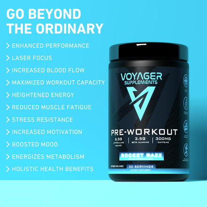 Voyager Supplements Pre-Workout Powder | Rocket Razz | Intense Pump | Maximized Voyager SupplementsUS supplements
