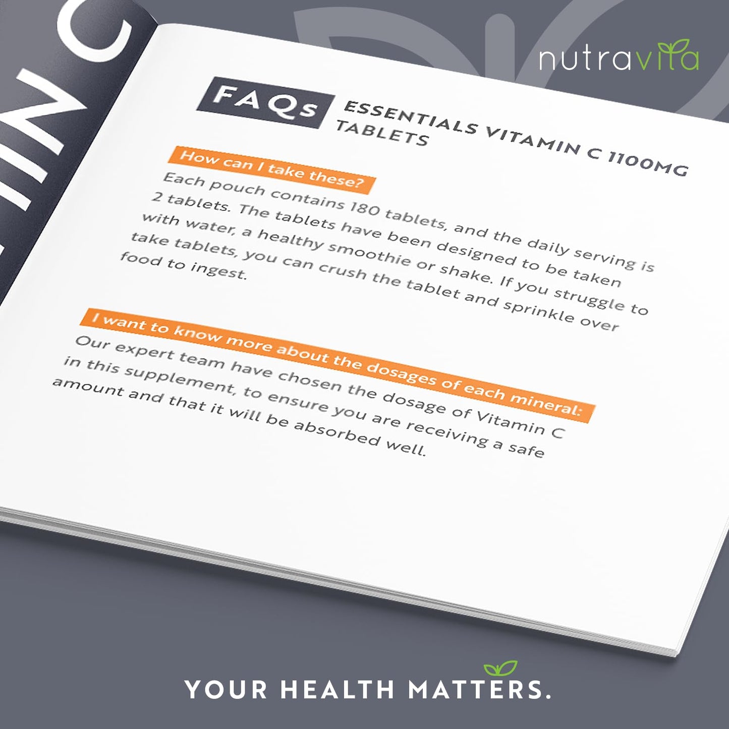 Vitamin C Tablets 1100mg – 180 Premium Vegan and Vegetarian Tablets – 3 Month Supply NutravitaUS supplements