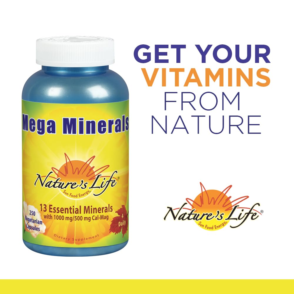 Nature's Life Mega Minerals Complex | Complete Multi Mineral + Vitamin D Supplement | 250 Vegetarian Capsules Nature's LifeAu supplements