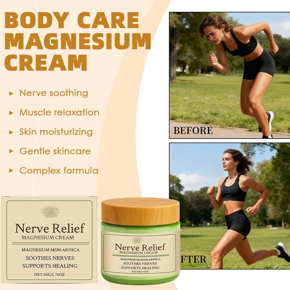 Total Relief Magnesium Cream for Nerve Relief with MSM & Arnica — Soothing Topical Support for Neuropathy & Muscle Relaxation — 2 Pack Value Set (3.52oz Total) GenericAu supplements