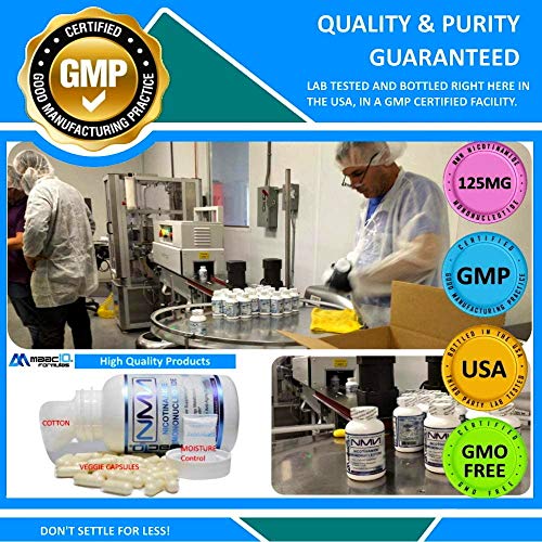 MAAC10 NMN Supplement Real Nicotinamide Mononucleotide (NMN 125mg Capsules). The Most Powerful NAD+ Precursor More Stable Than Riboside. We use 99% Pure Pharmaceutical Grade Stabilized NMN (30 Count) MAAC10Au supplements