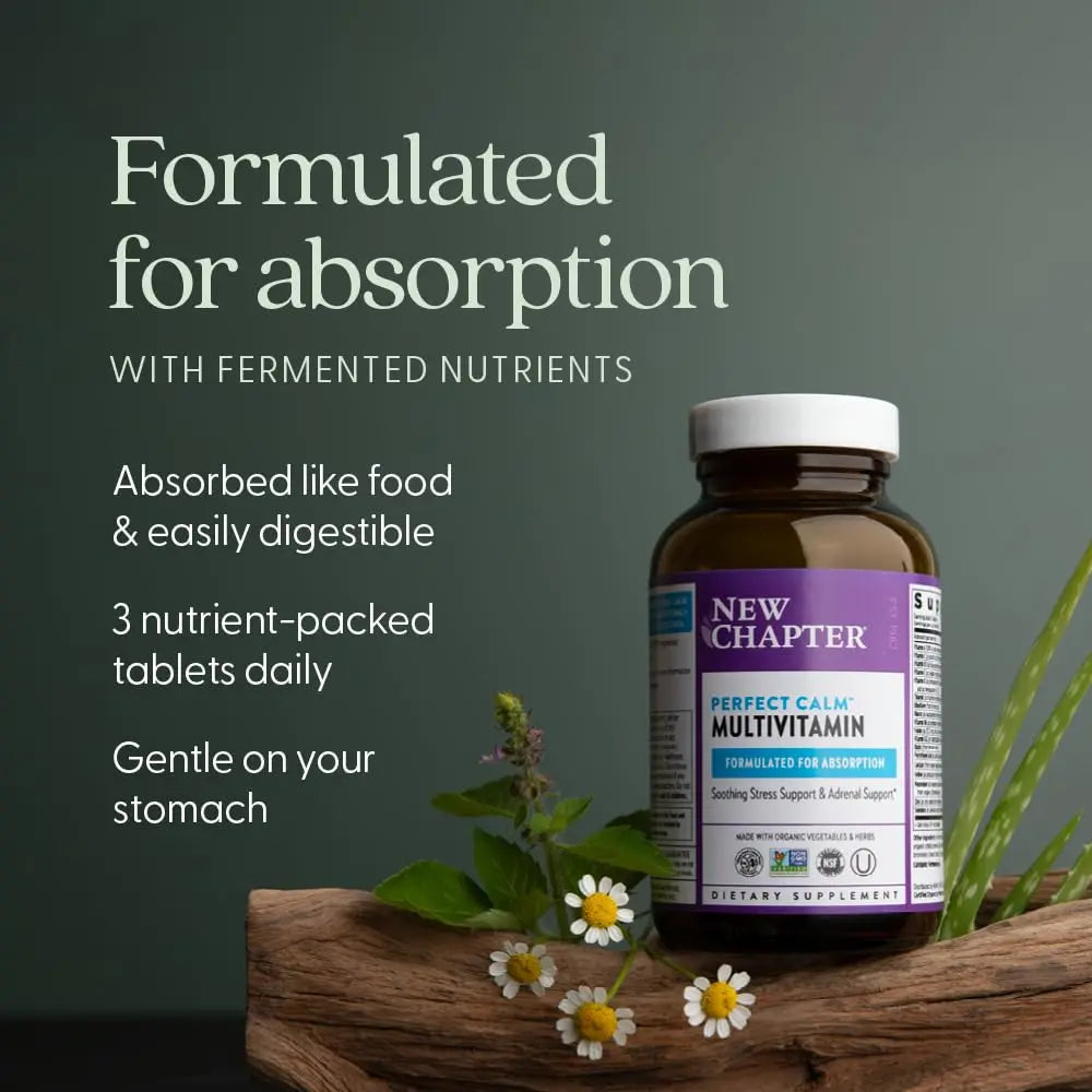 New Chapter Perfect Calm - Daily Multivitamin for Stress & Mood Support with B Vitamins + Holy Basil + Lemon Balm New ChapterAu supplements